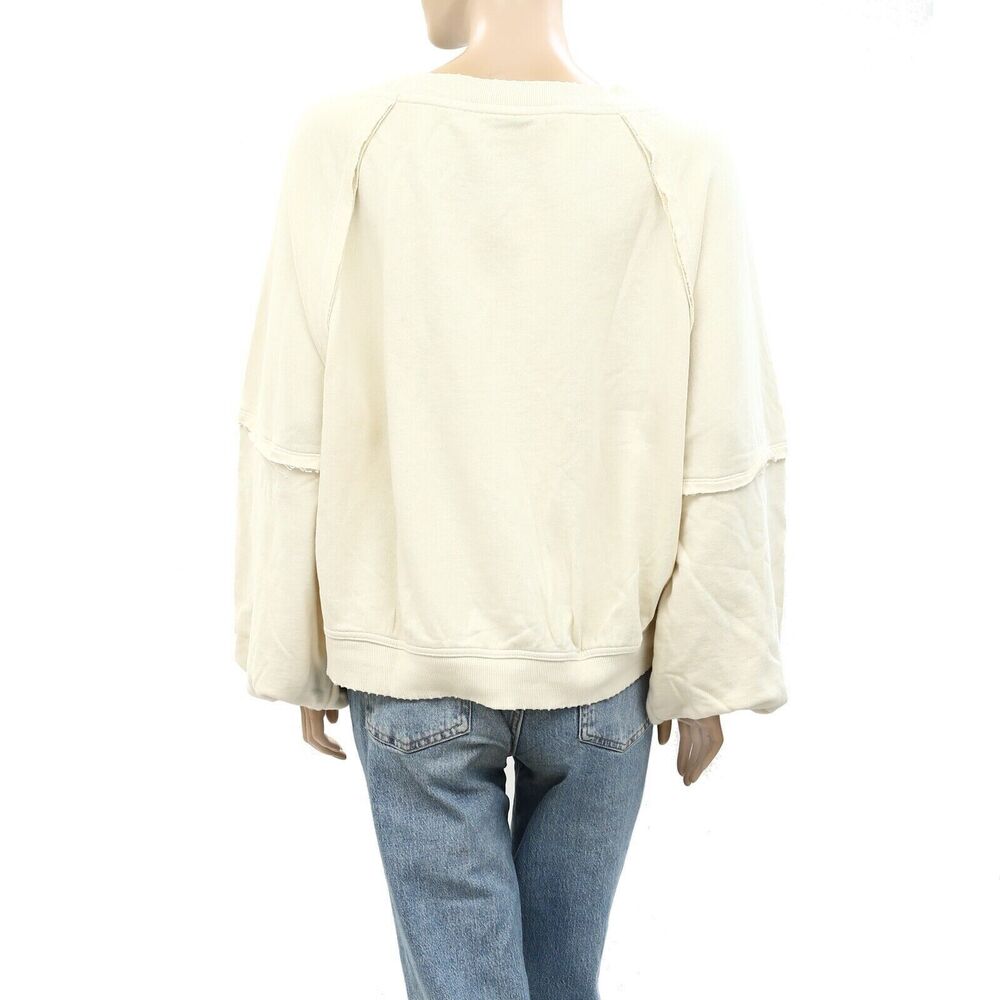 Free People Sweet Deets Sweatshirt Top Oversized Pullover Long Sleeves S 265869 - Picture 8 of 11